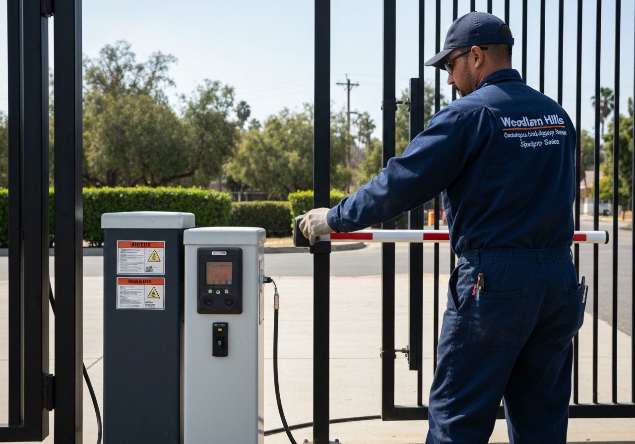Gate access control system being operated by a technician.